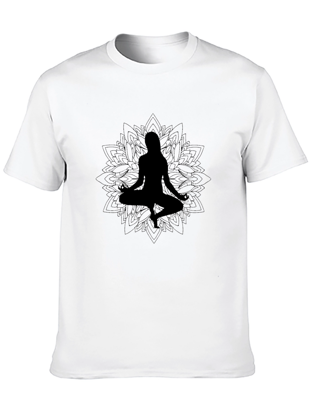 Yoga Silhouette Black T-Shirt - Meditation Design