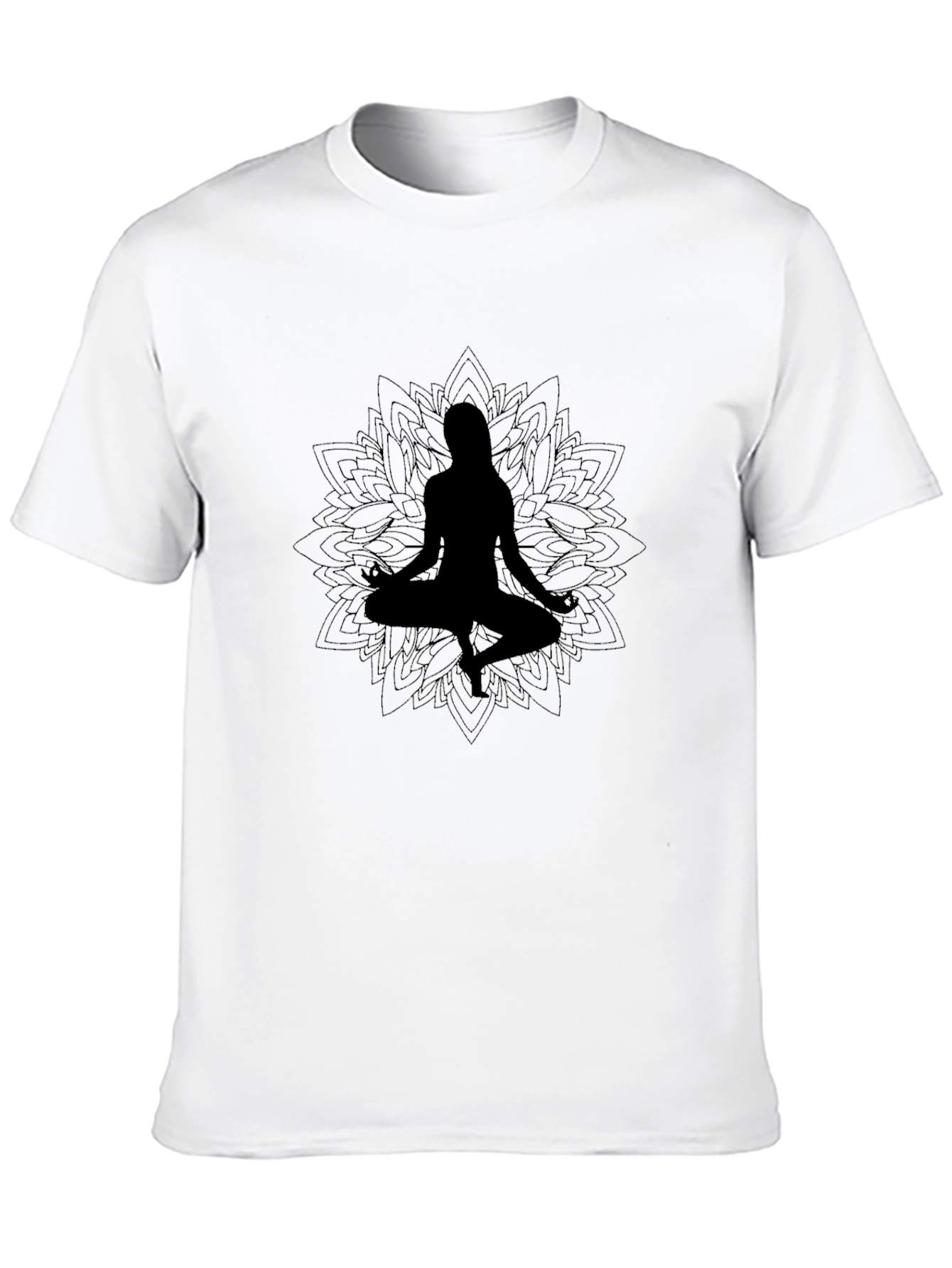 Yoga Silhouette Black T-Shirt - Meditation Design