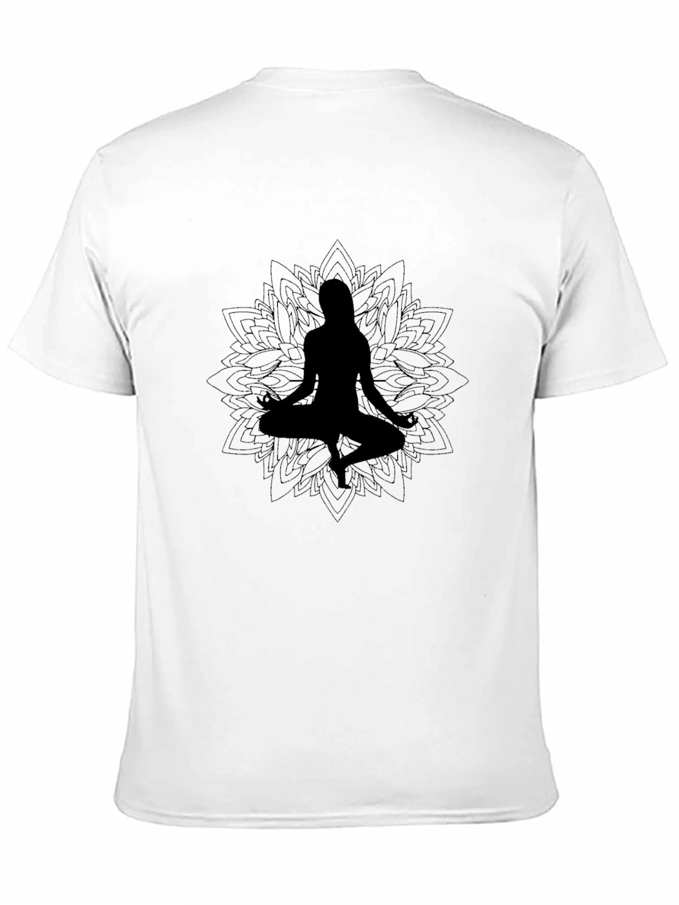 Yoga Silhouette Black T-Shirt - Meditation Design