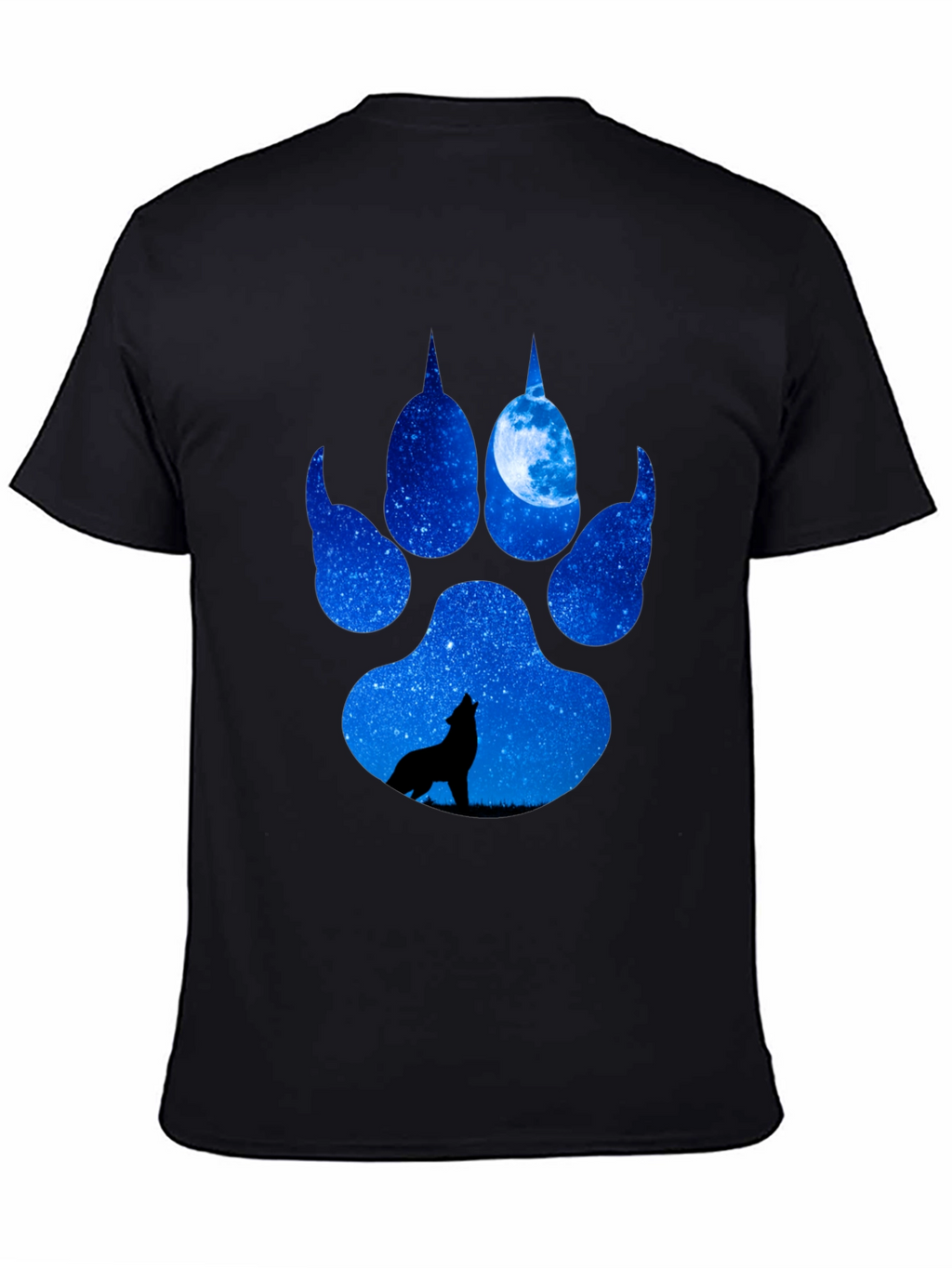 Wolf Paw Print T-Shirt - Galaxy Howling Wolf