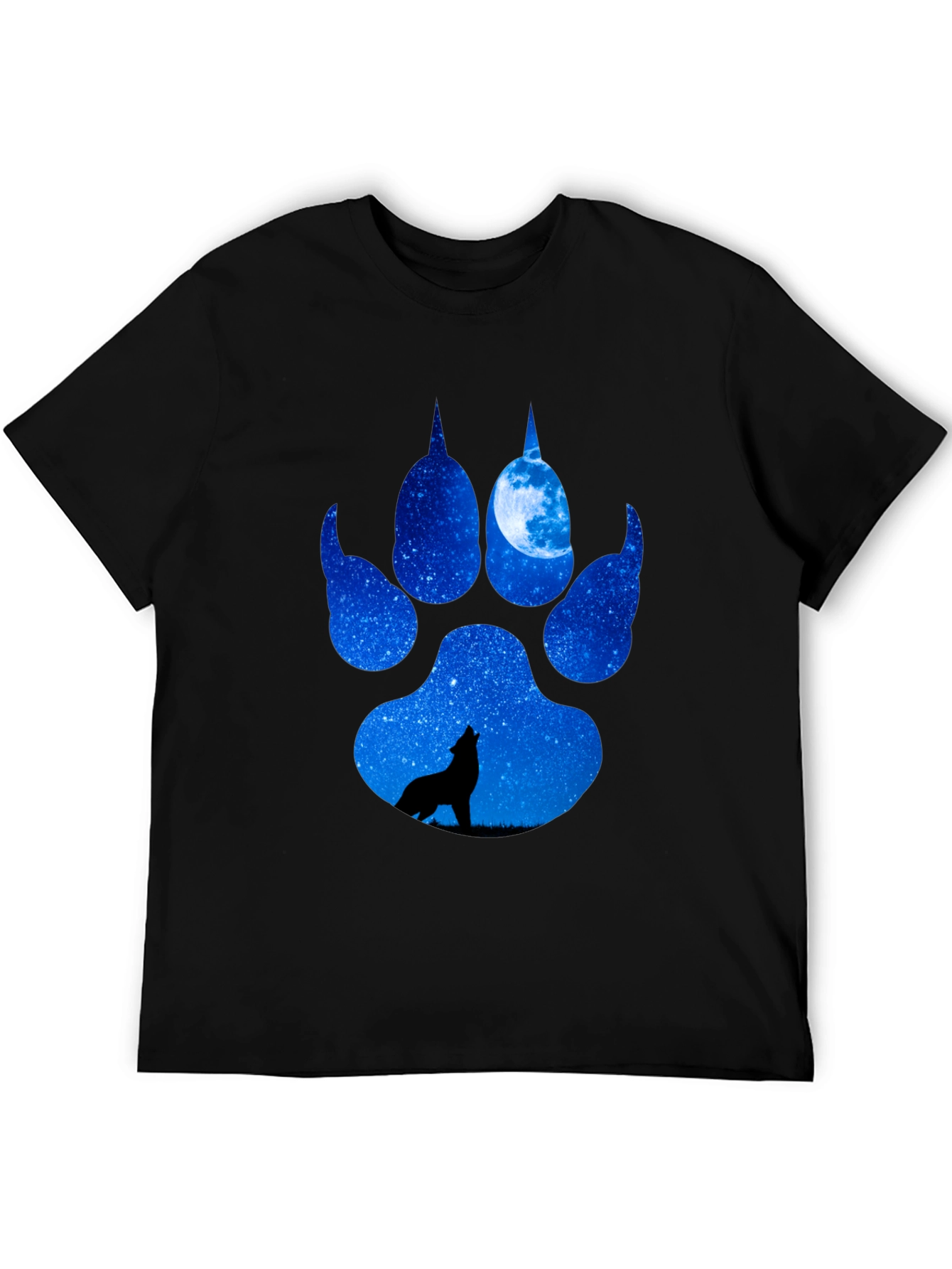 Wolf Paw Print T-Shirt - Galaxy Howling Wolf
