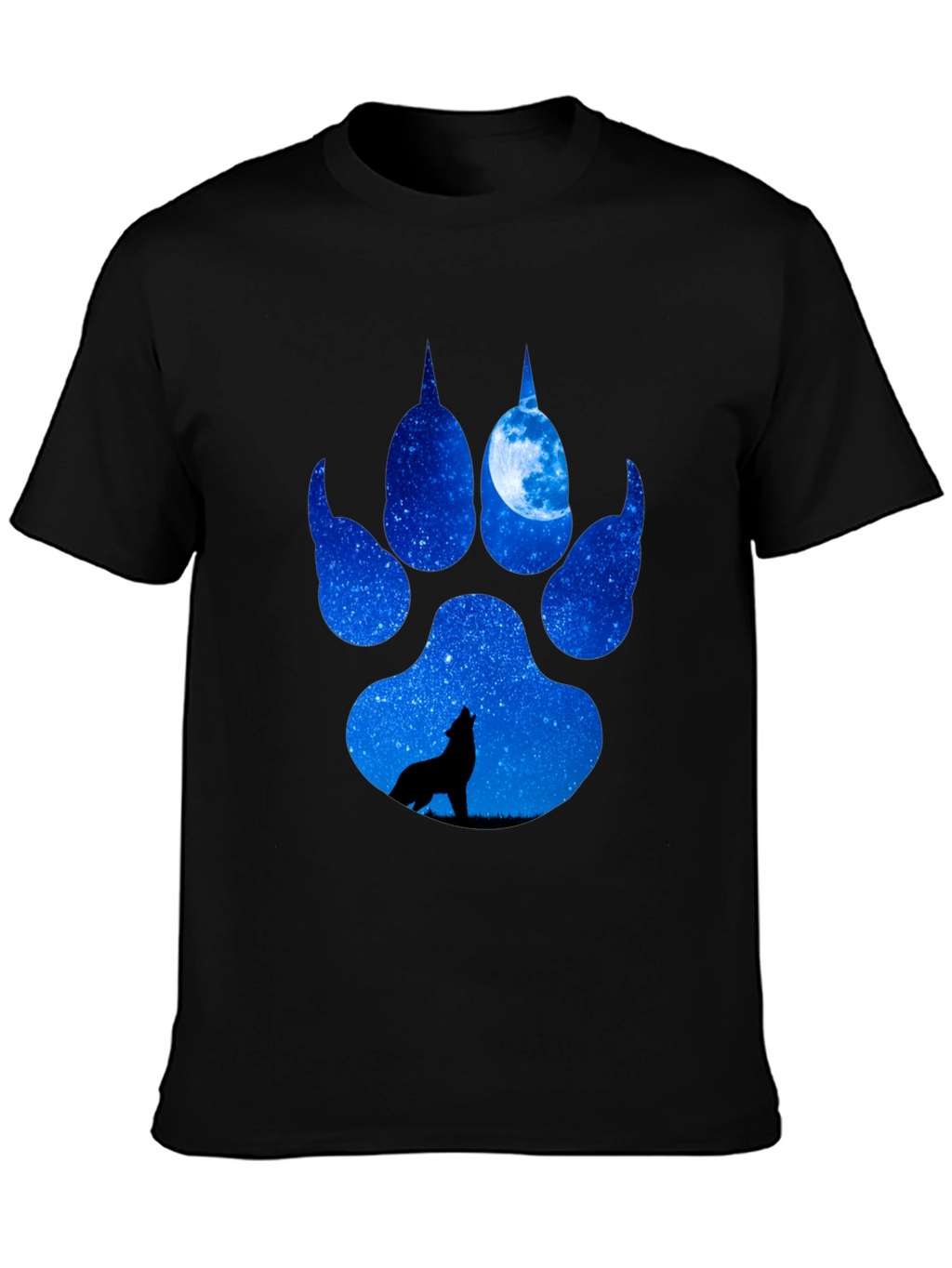Wolf Paw Print T-Shirt - Galaxy Howling Wolf