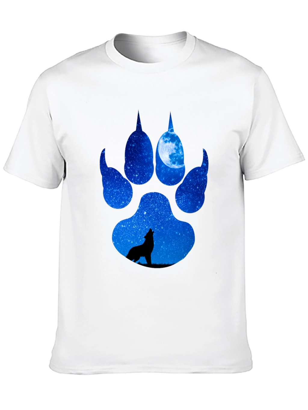Wolf Paw Print T-Shirt - Galaxy Howling Wolf
