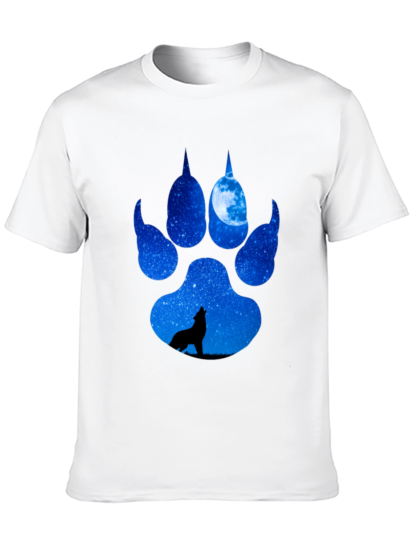 Wolf Paw Print T-Shirt - Galaxy Howling Wolf