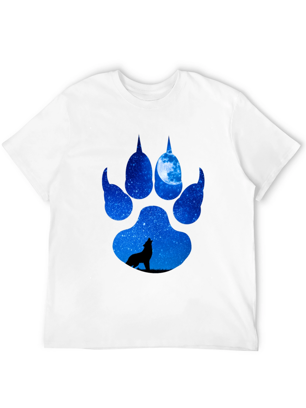 Wolf Paw Print T-Shirt - Galaxy Howling Wolf