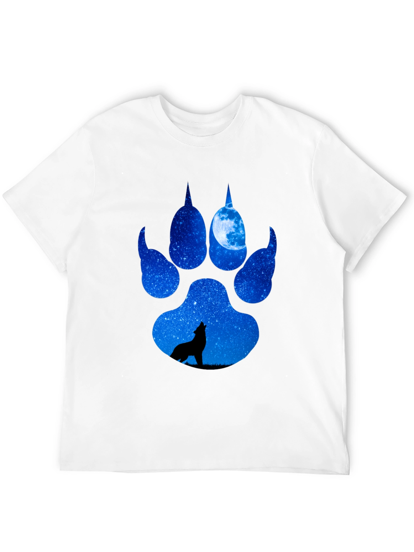 Wolf Paw Print T-Shirt - Galaxy Howling Wolf