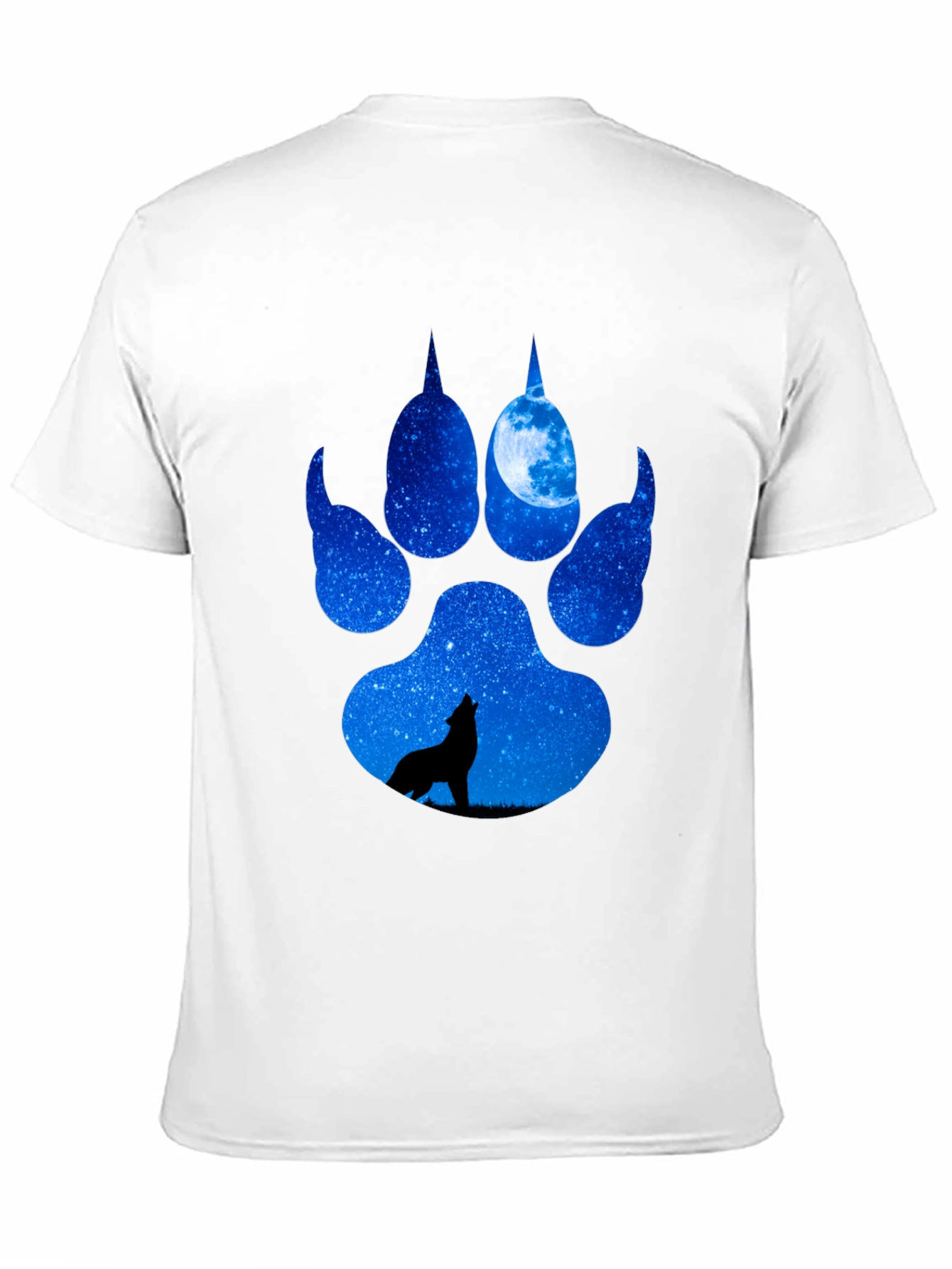 Wolf Paw Print T-Shirt - Galaxy Howling Wolf