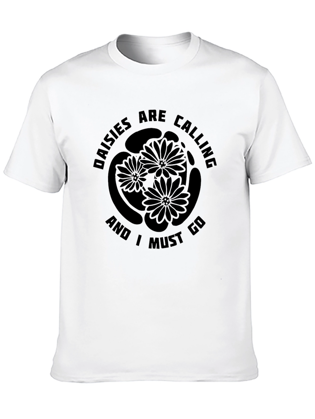 Daisies Are Calling Mens Black T-Shirt