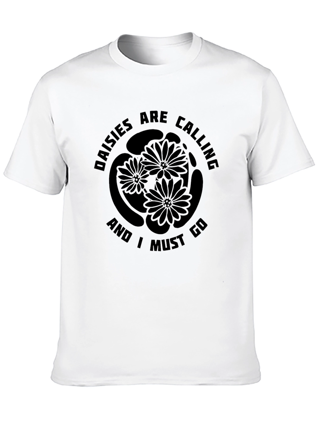 Daisies Are Calling Mens Black T-Shirt