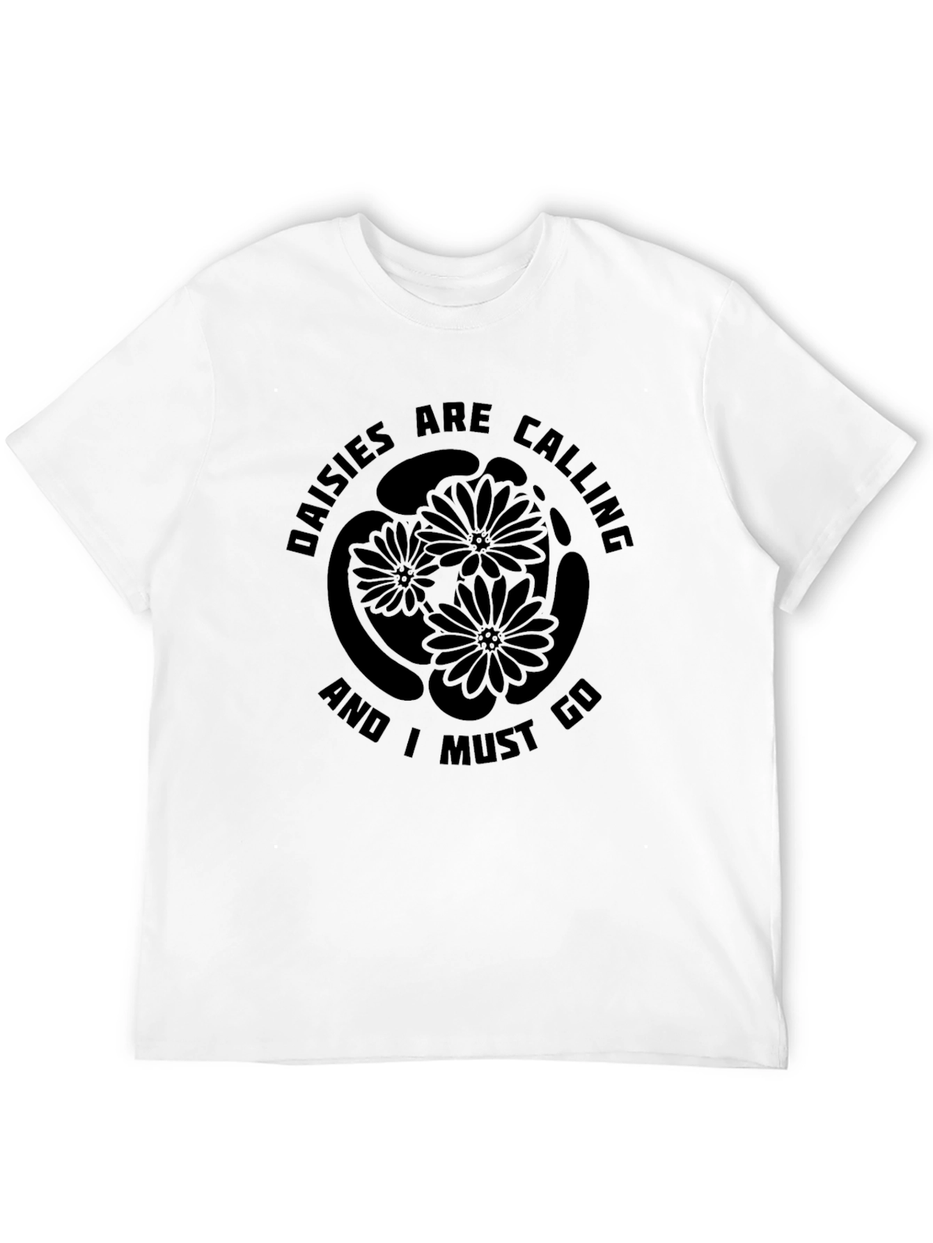 Daisies Are Calling Mens Black T-Shirt