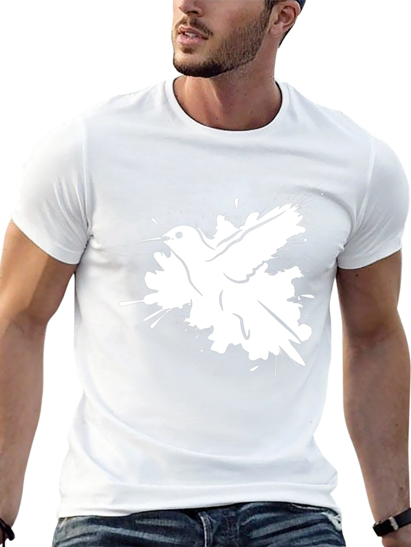 Hummingbird Graphic Print Black T-Shirt