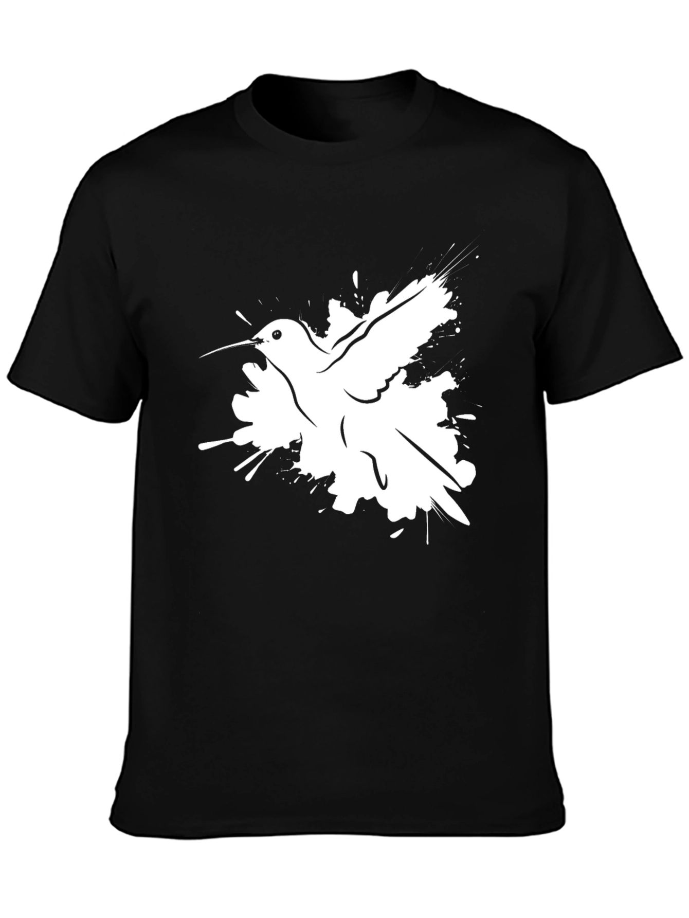 Hummingbird Graphic Print Black T-Shirt