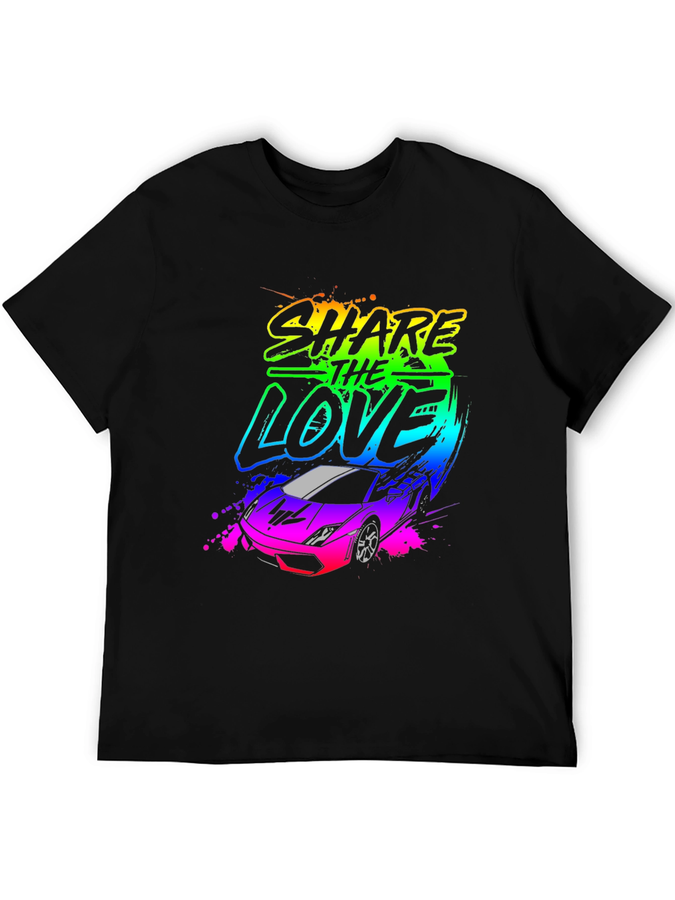 Share The Love Car Graphic Black T-Shirt