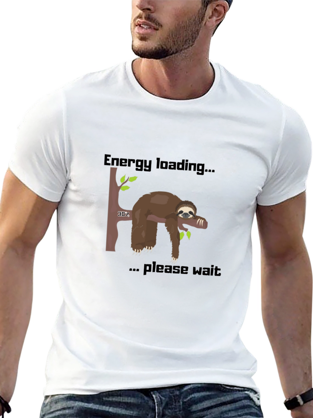Energy Loading Sloth T-Shirt - Funny Graphic Tee