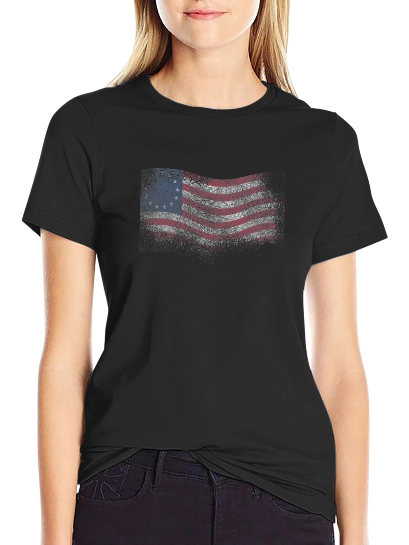 Distressed Betsy Ross Flag Graphic T-Shirt