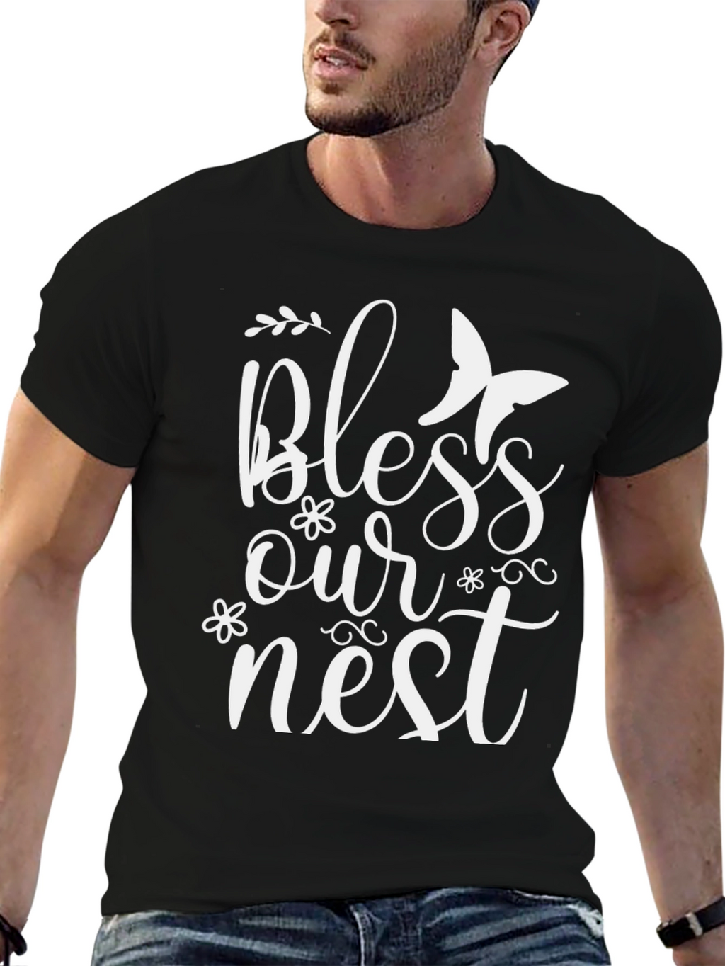 Bless Our Nest Graphic Tee - Stylish Black Shirt