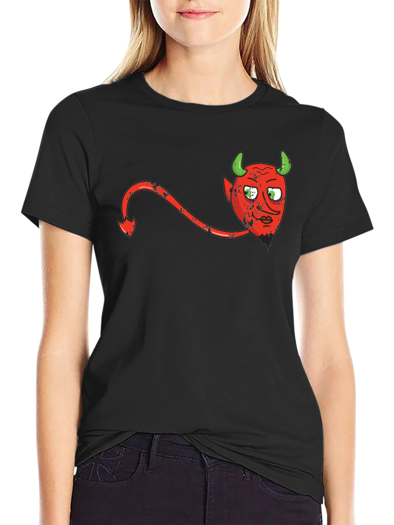 Devil Graphic Print Black T-Shirt