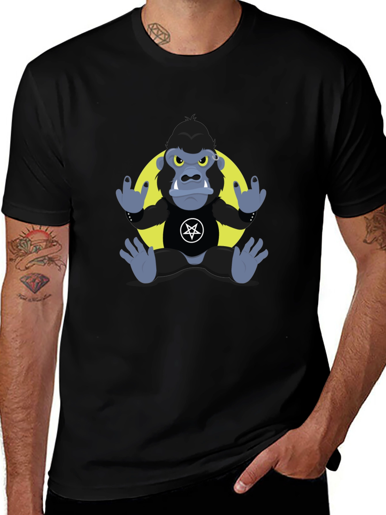 Rockin Gorilla Tee - Black Graphic T-Shirt