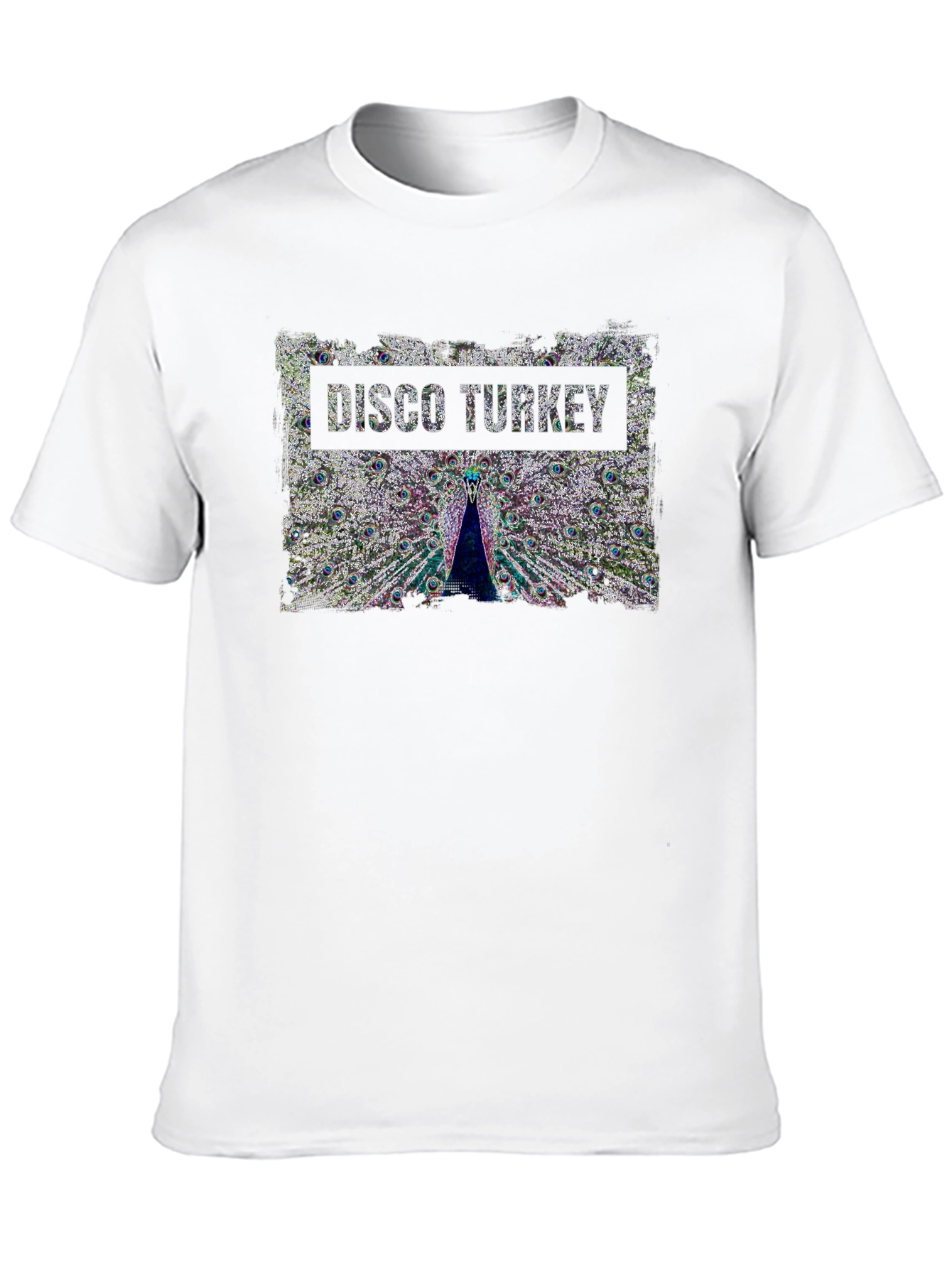 Disco Turkey Graphic Tee - Funky Peacock Design