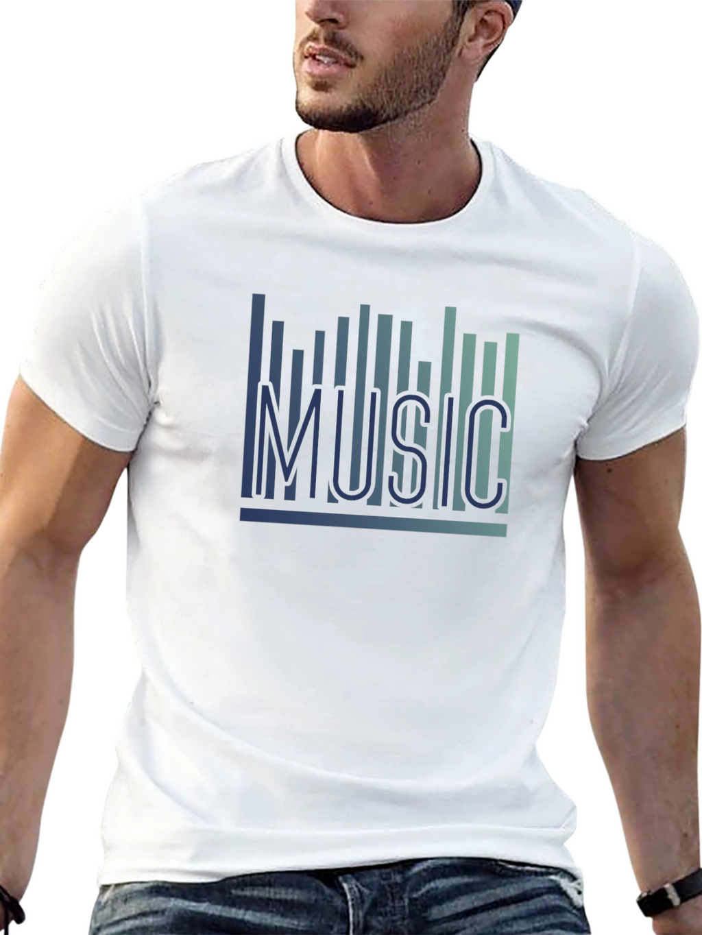 Music Graphic T-Shirt - Black Casual Tee