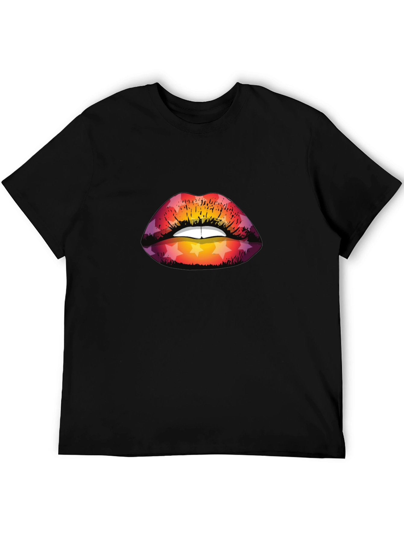 Star Lips Graphic Tee - Mens Black T-Shirt