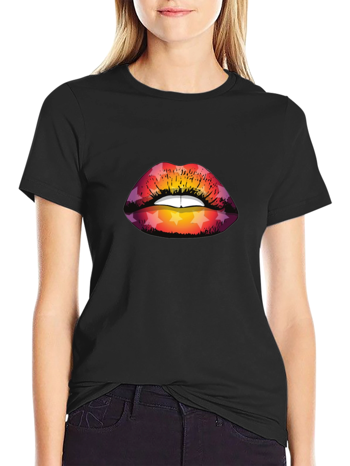 Star Lips Graphic Tee - Mens Black T-Shirt