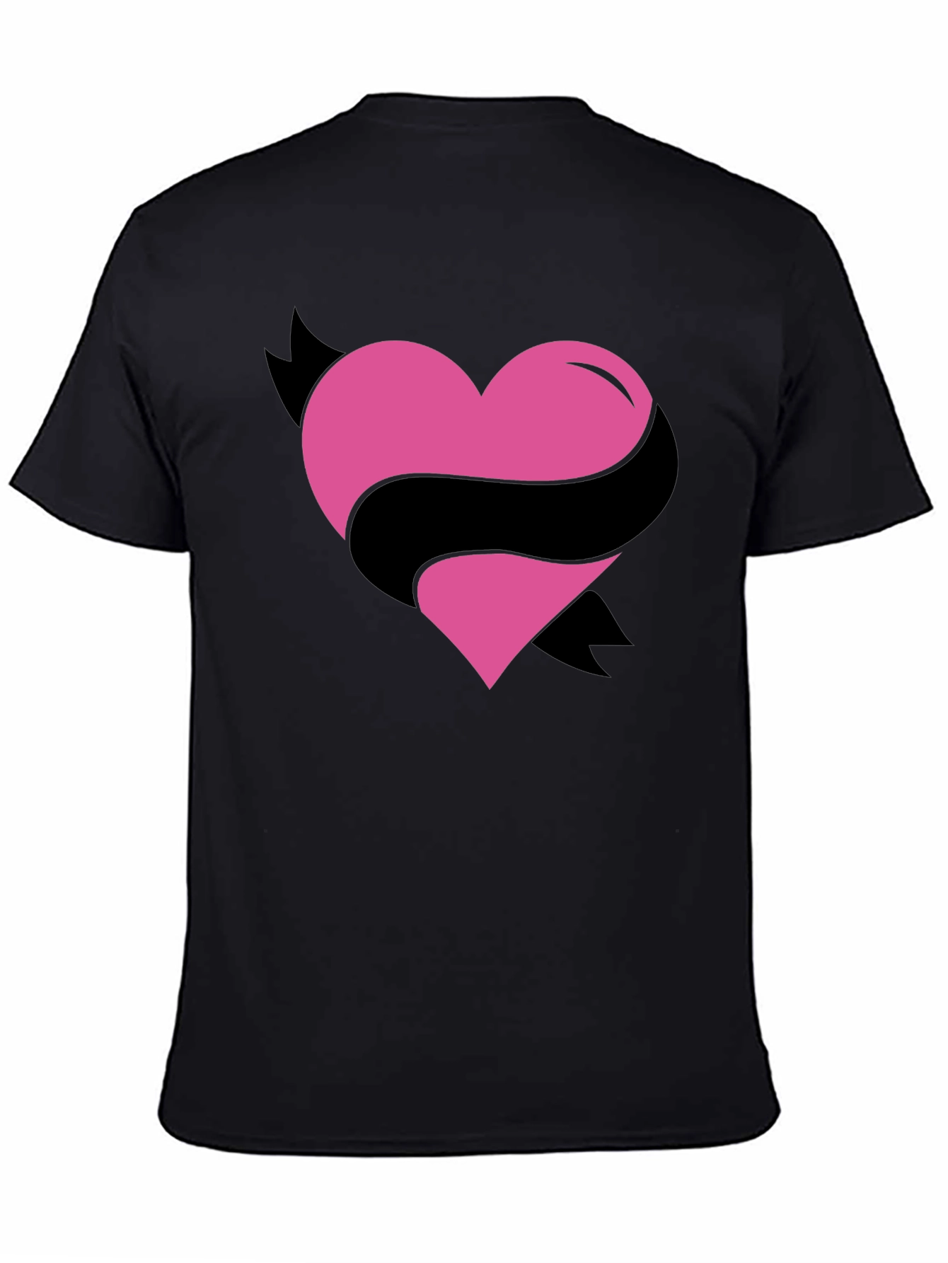 Heart Ribbon Graphic Tee - Mens Black T-Shirt