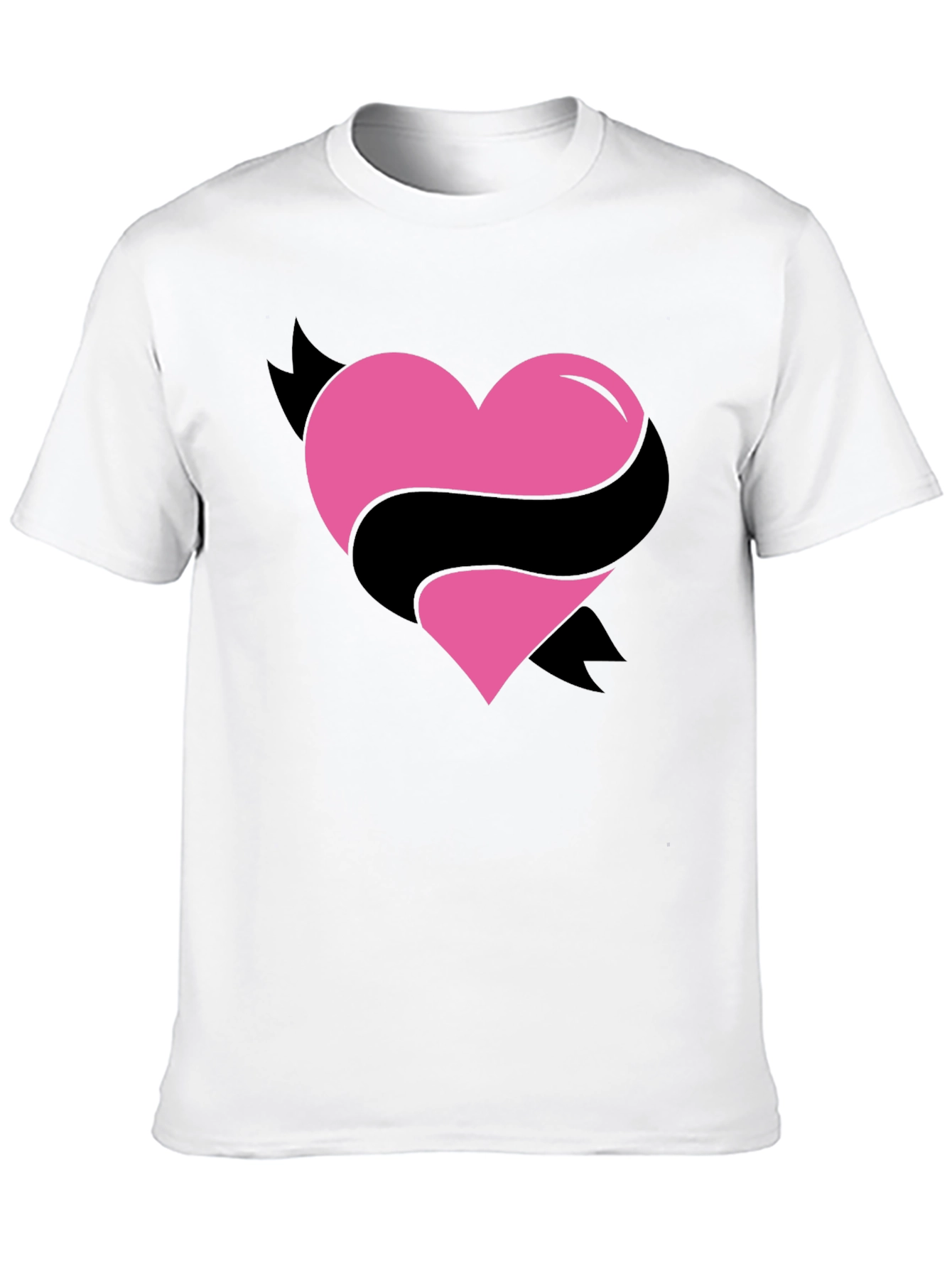 Heart Ribbon Graphic Tee - Mens Black T-Shirt