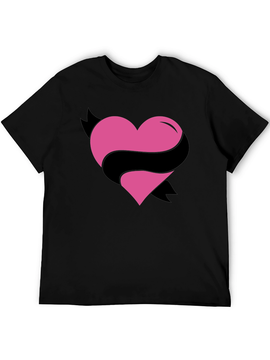 Heart Ribbon Graphic Tee - Mens Black T-Shirt