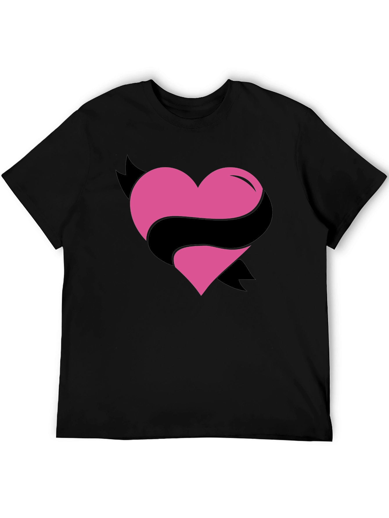 Heart Ribbon Graphic Tee - Mens Black T-Shirt