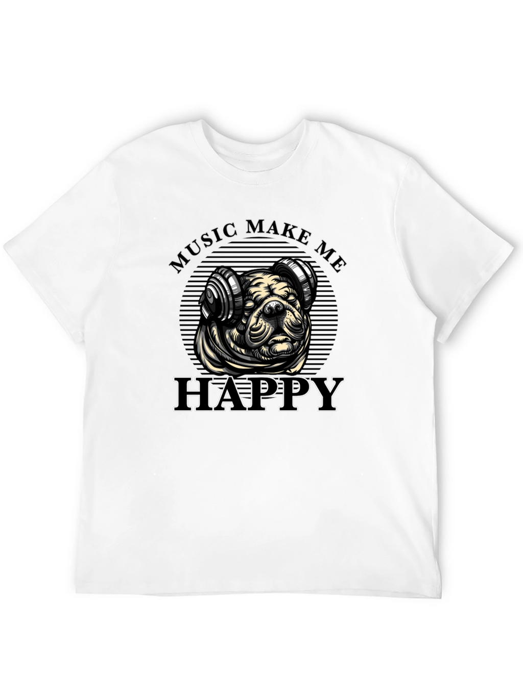 Music Loving Bulldog Graphic Tee