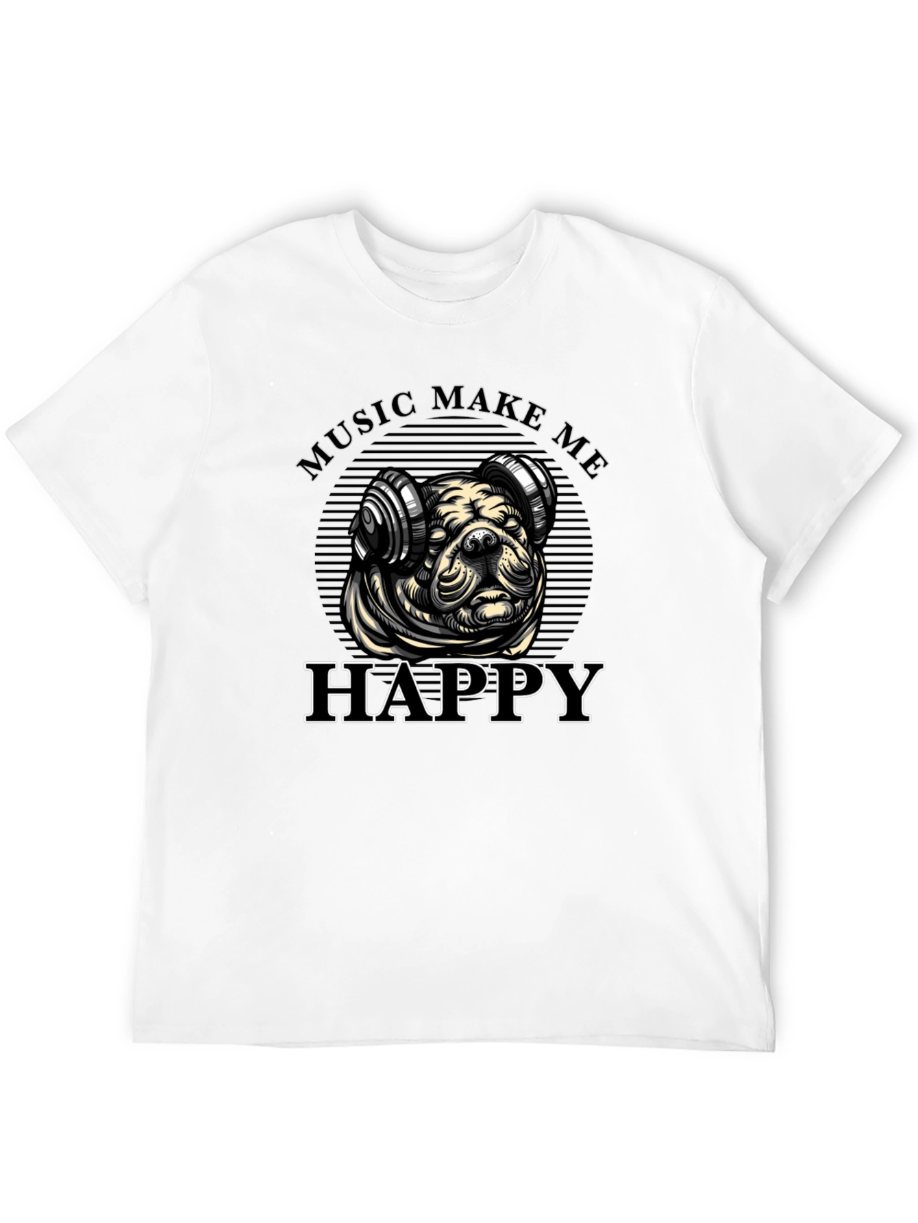 Music Loving Bulldog Graphic Tee