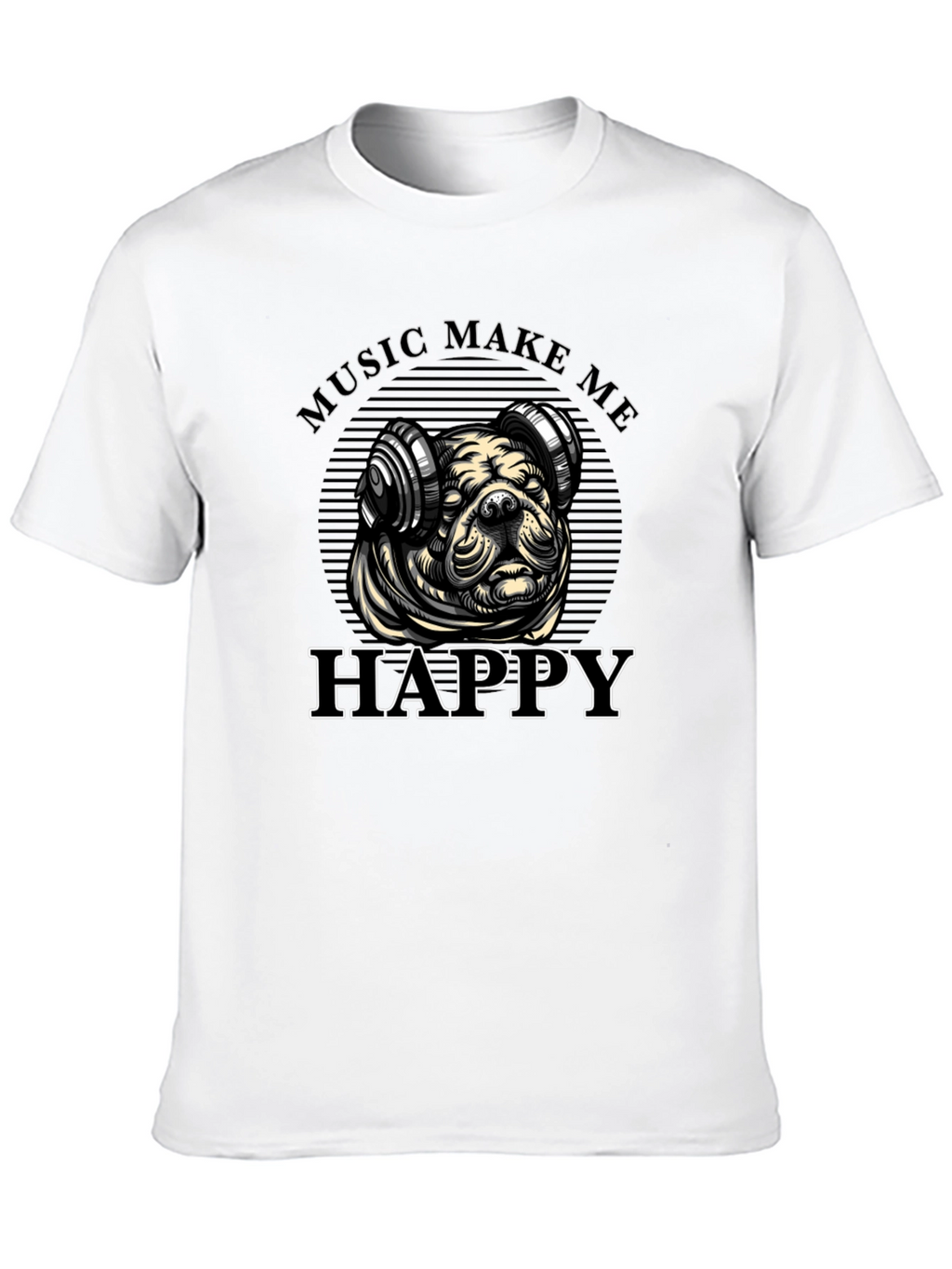 Music Loving Bulldog Graphic Tee