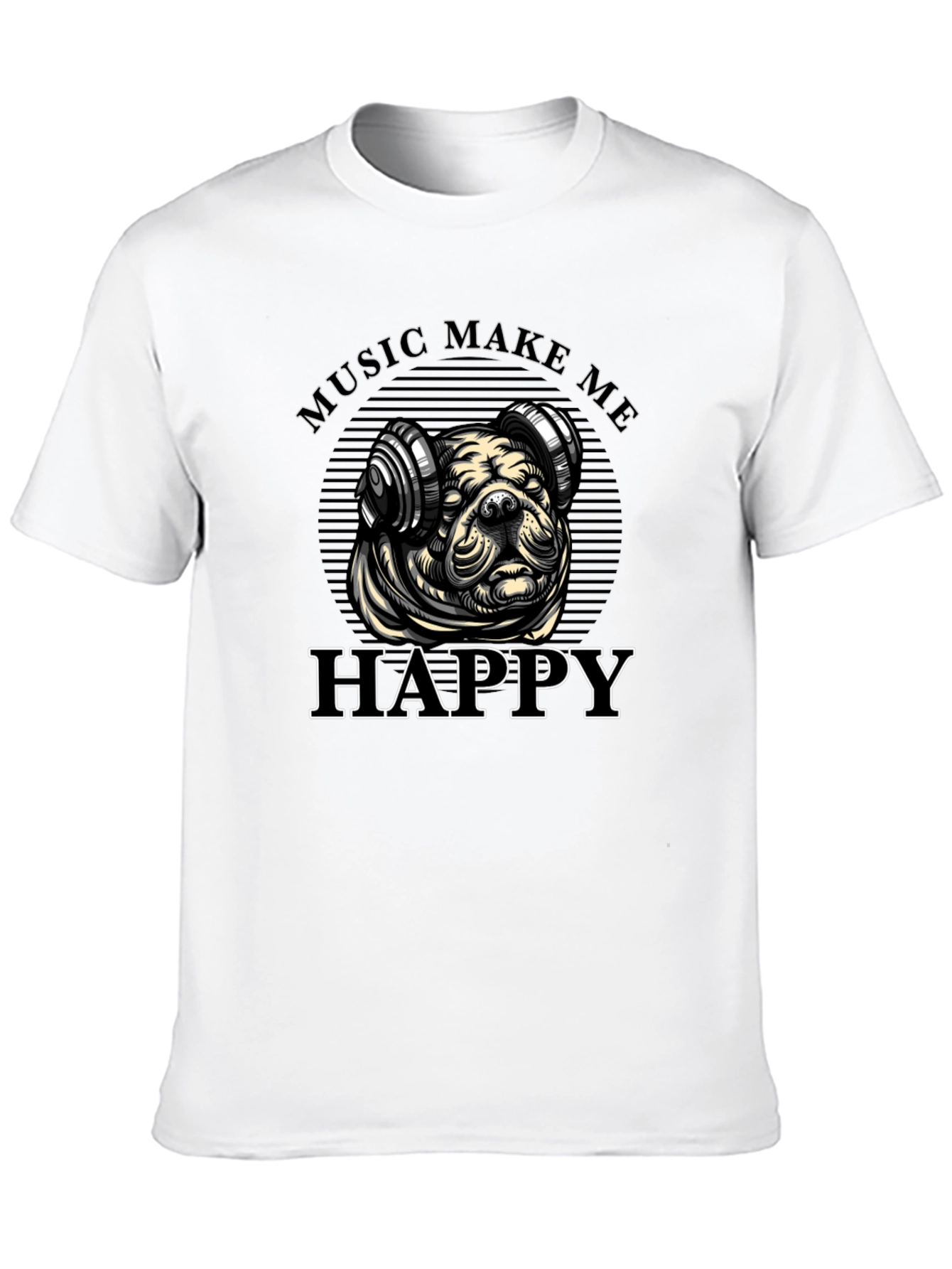 Music Loving Bulldog Graphic Tee