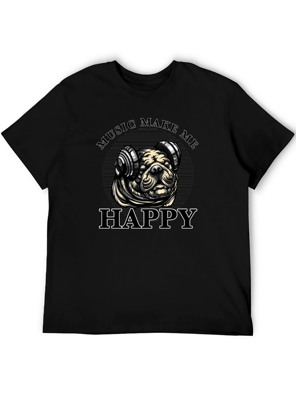 Music Loving Bulldog Graphic Tee