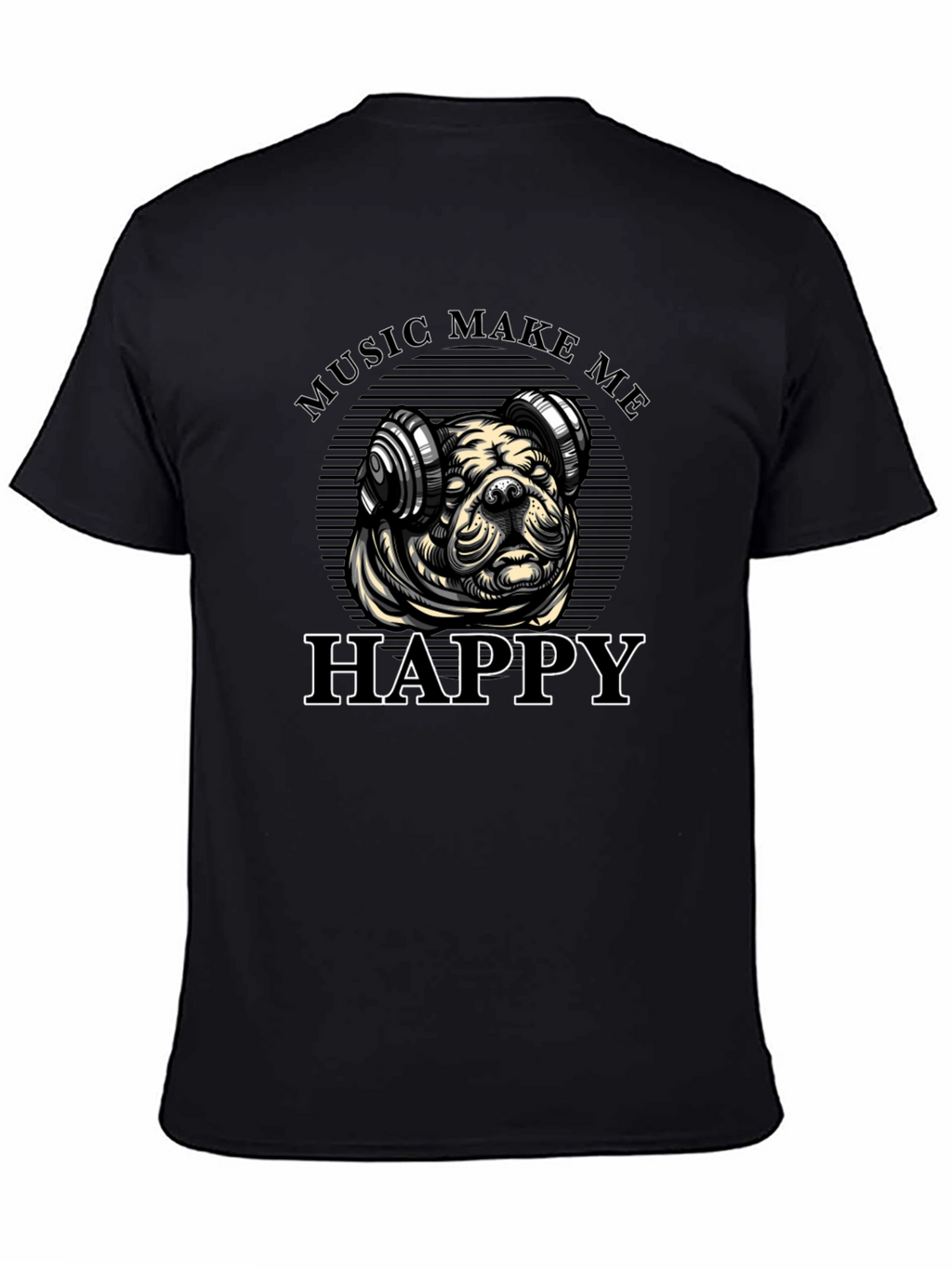 Music Loving Bulldog Graphic Tee