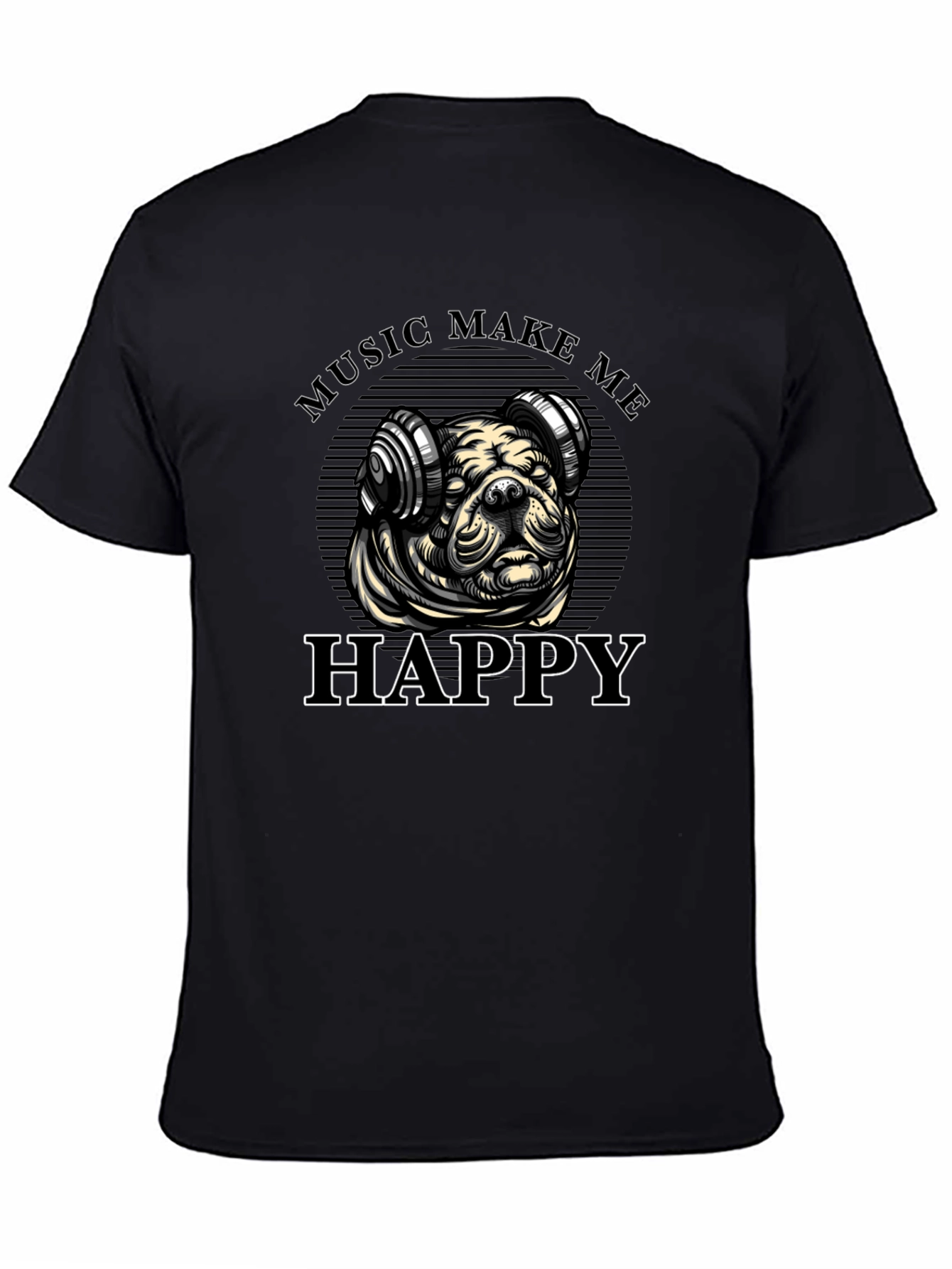 Music Loving Bulldog Graphic Tee