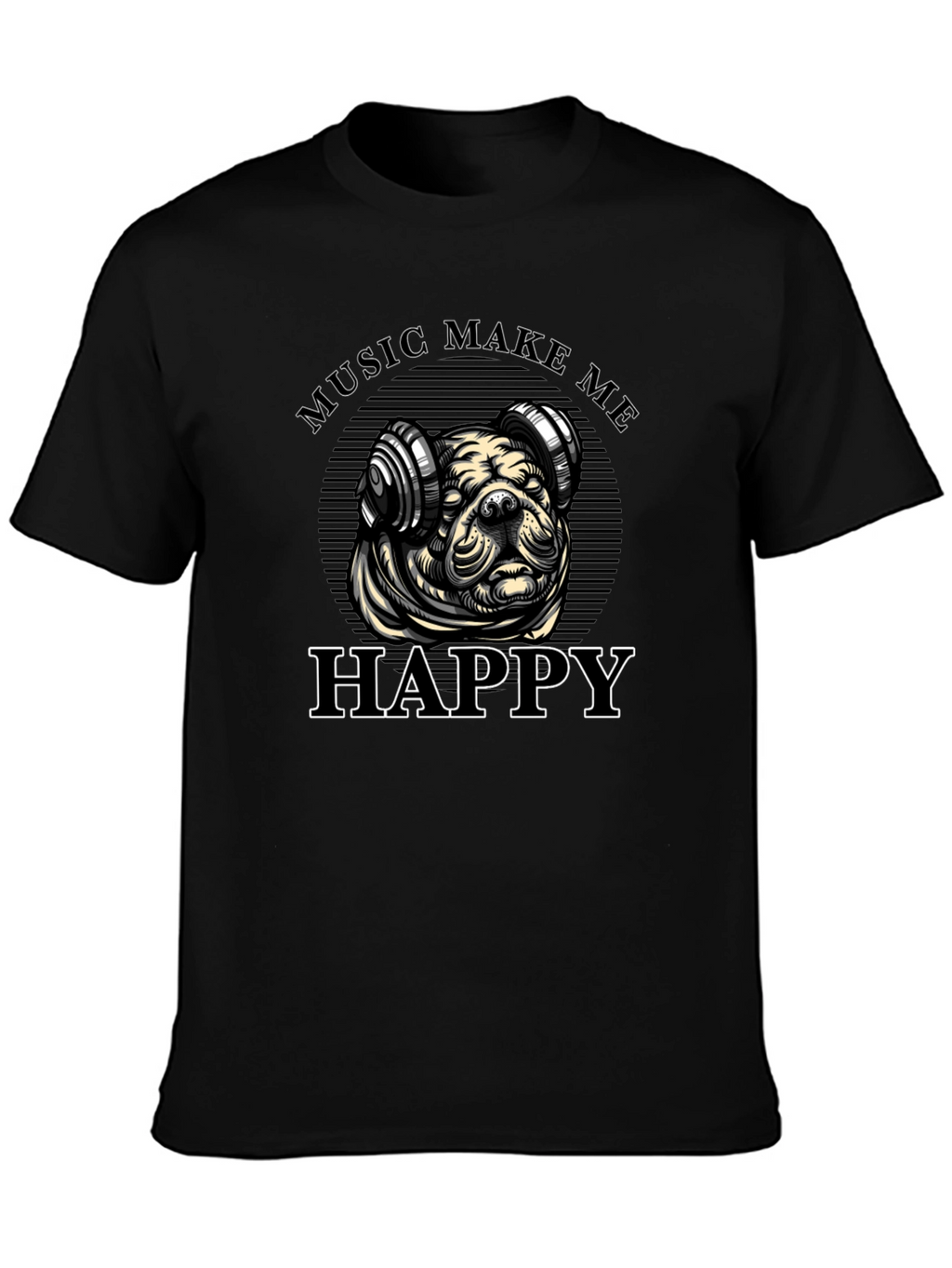 Music Loving Bulldog Graphic Tee