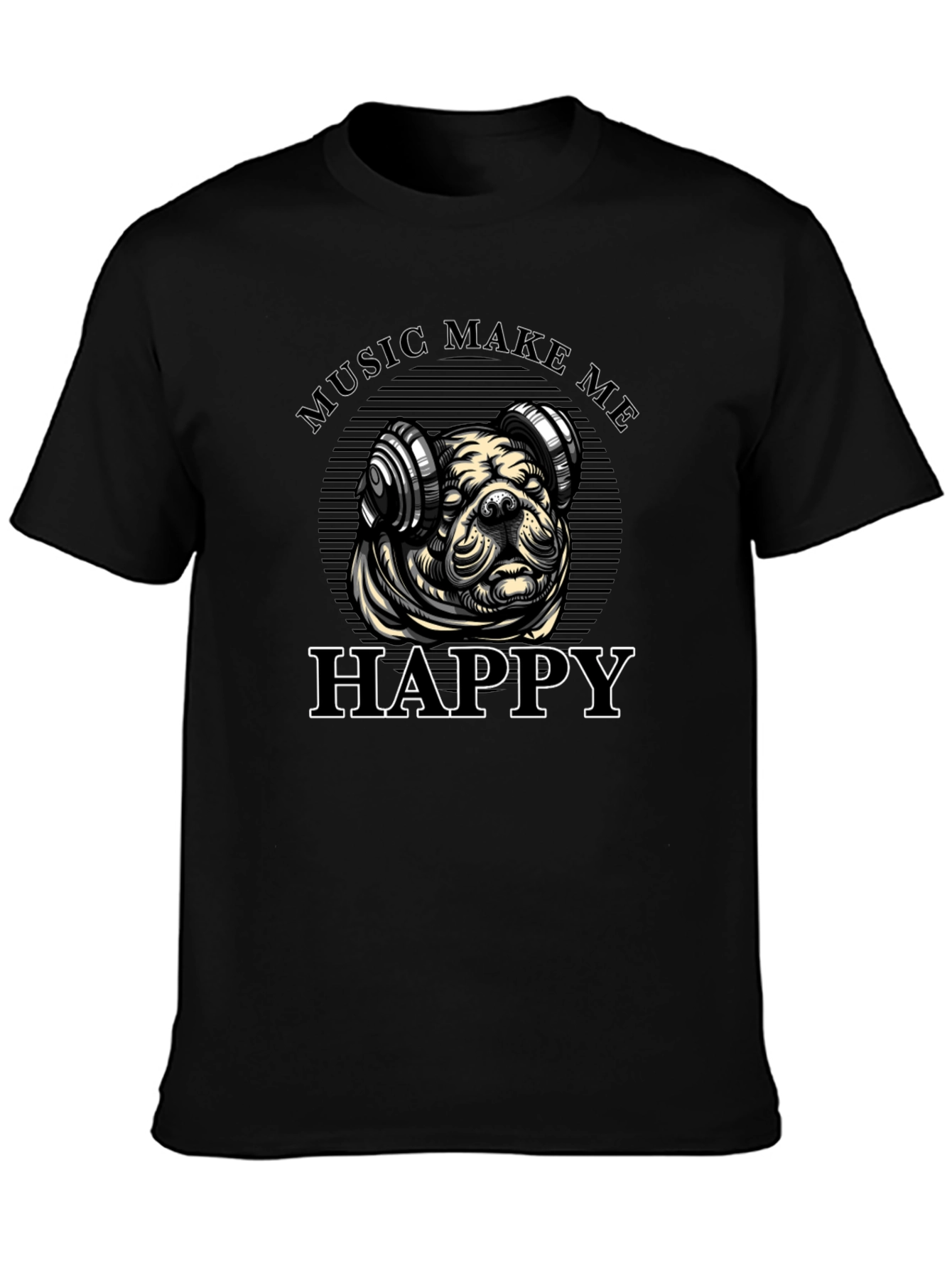 Music Loving Bulldog Graphic Tee