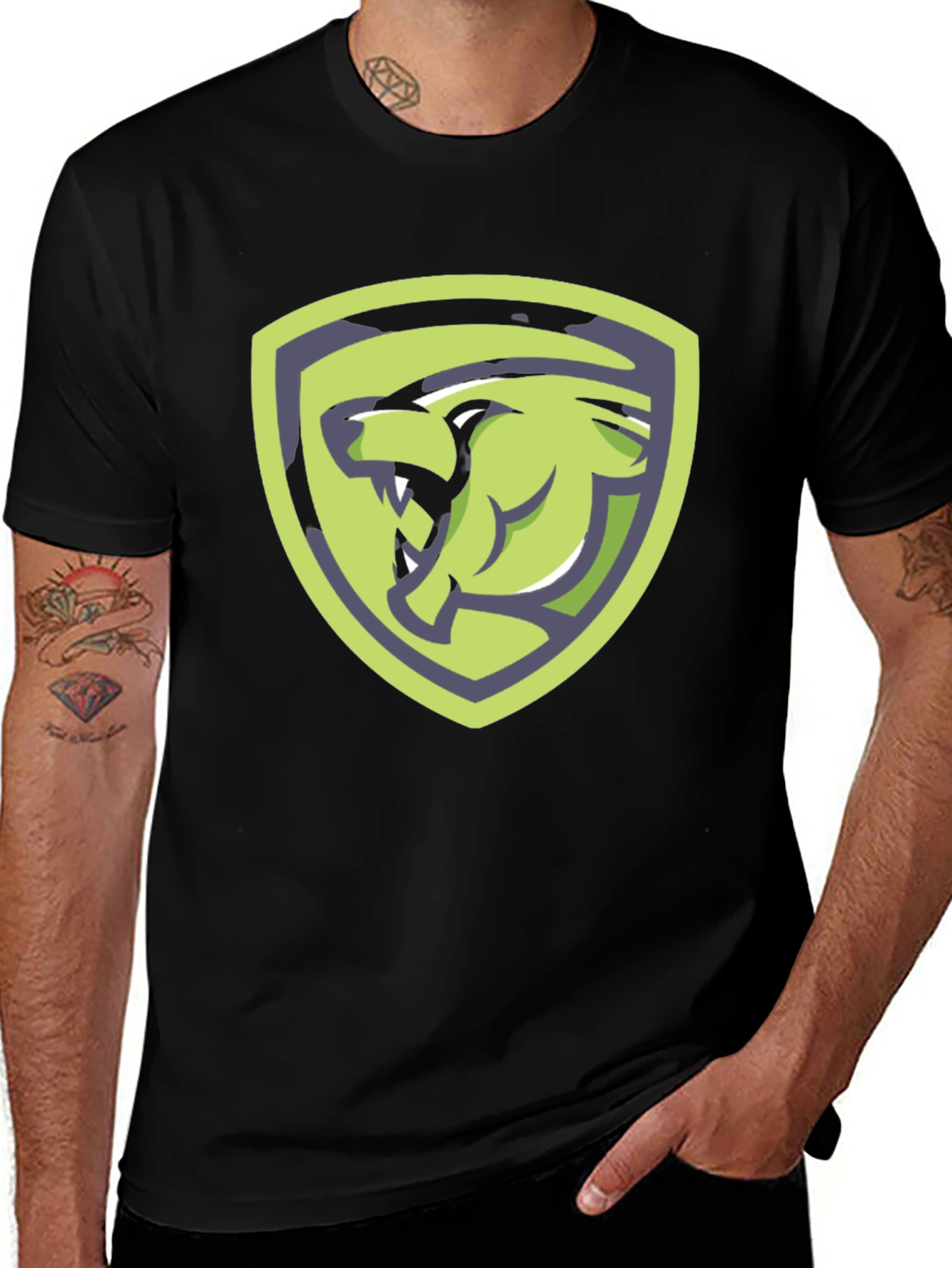 Bear Shield Graphic T-Shirt - Black Cotton Tee