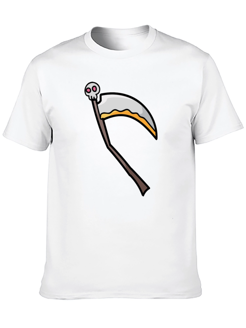 Cartoon Grim Reaper Scythe Black T-Shirt