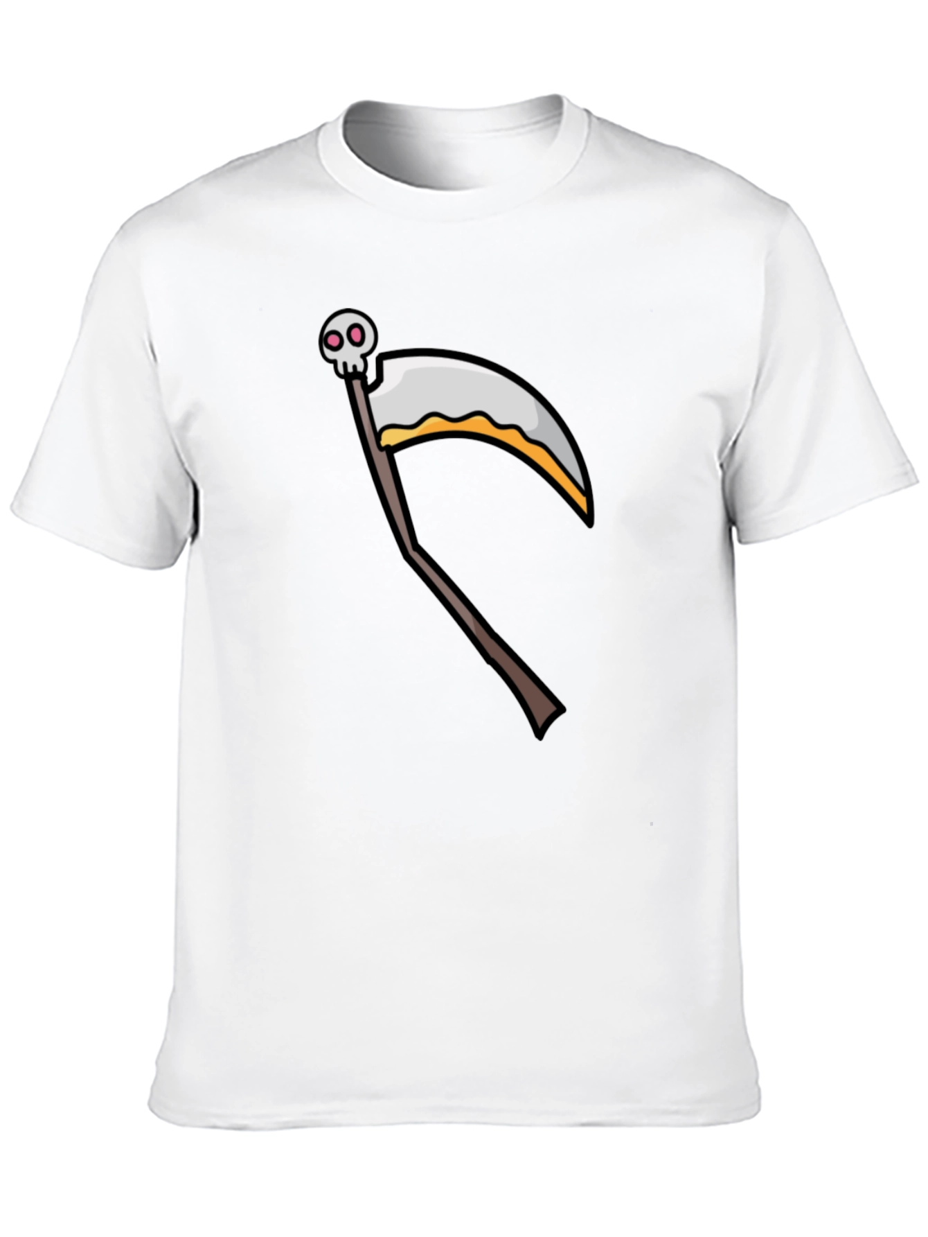 Cartoon Grim Reaper Scythe Black T-Shirt