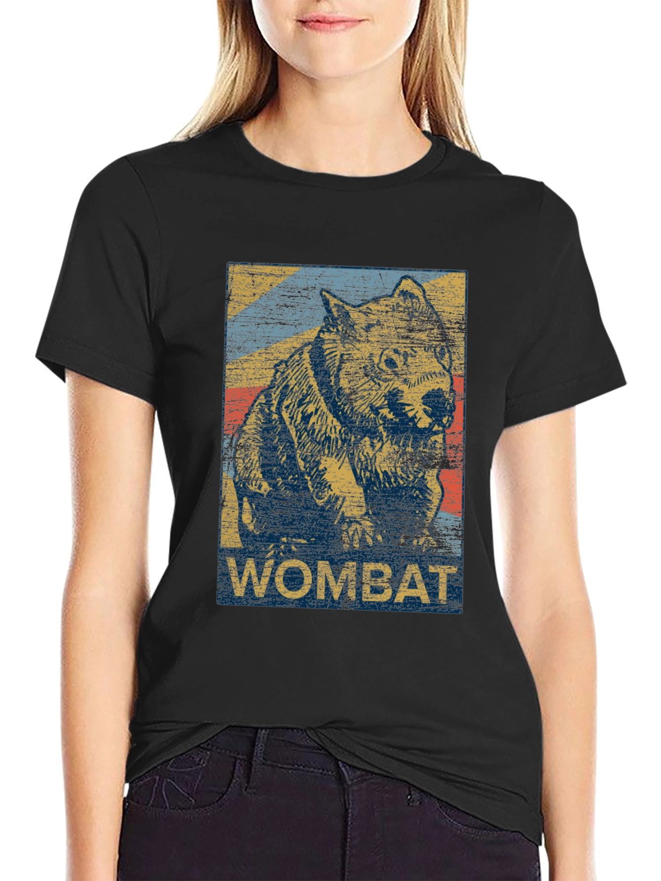 Retro Wombat Graphic T-Shirt - Unisex Black Tee