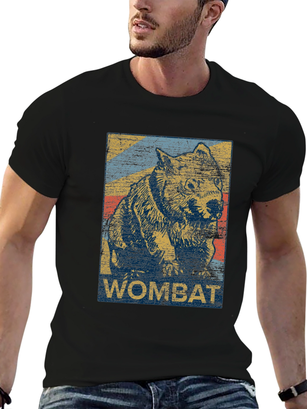 Retro Wombat Graphic T-Shirt - Unisex Black Tee