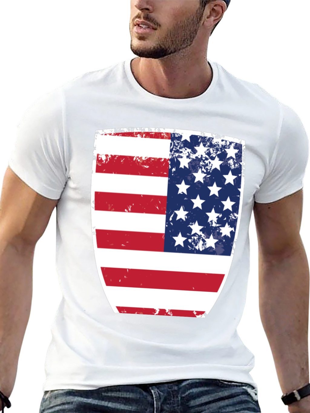 USA Flag Shield Graphic Black T-Shirt