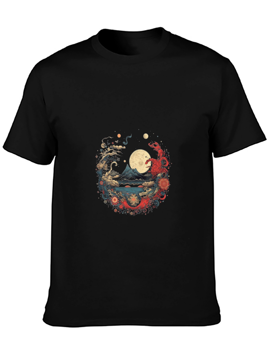 Asian Art Print Black T-Shirt