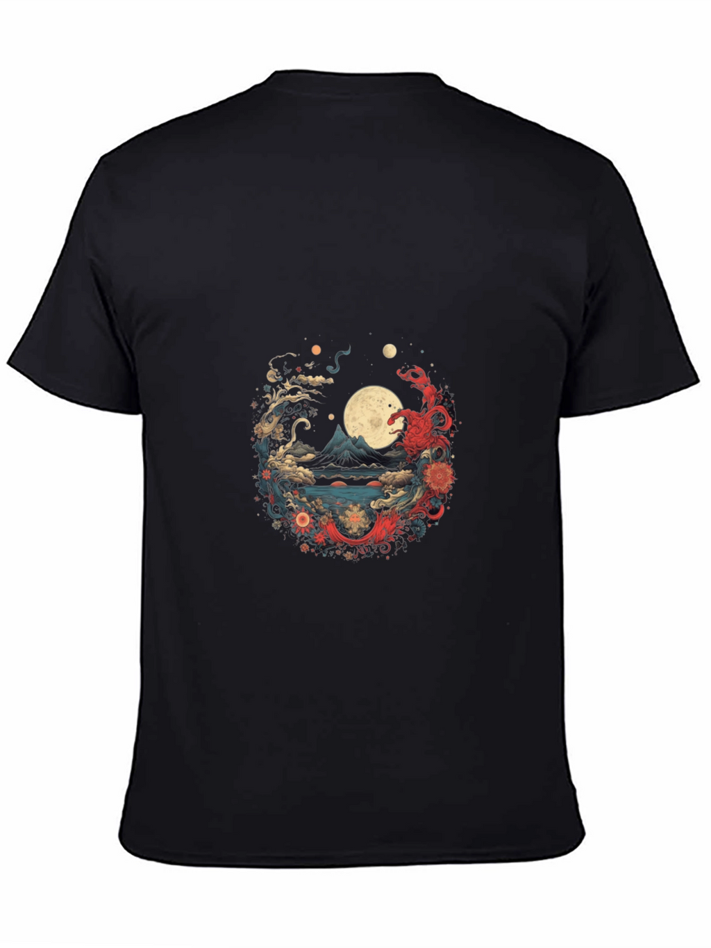 Asian Art Print Black T-Shirt