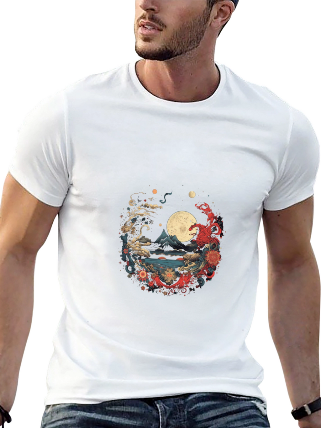 Asian Art Print Black T-Shirt