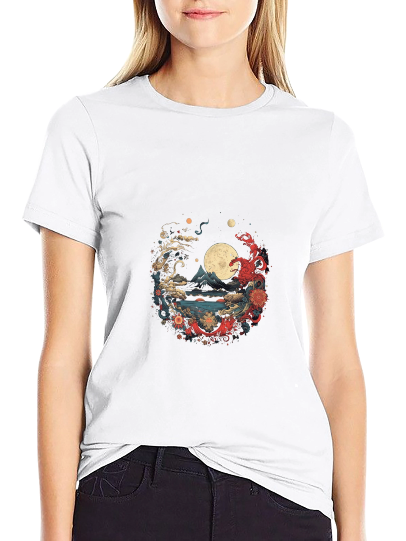 Asian Art Print Black T-Shirt