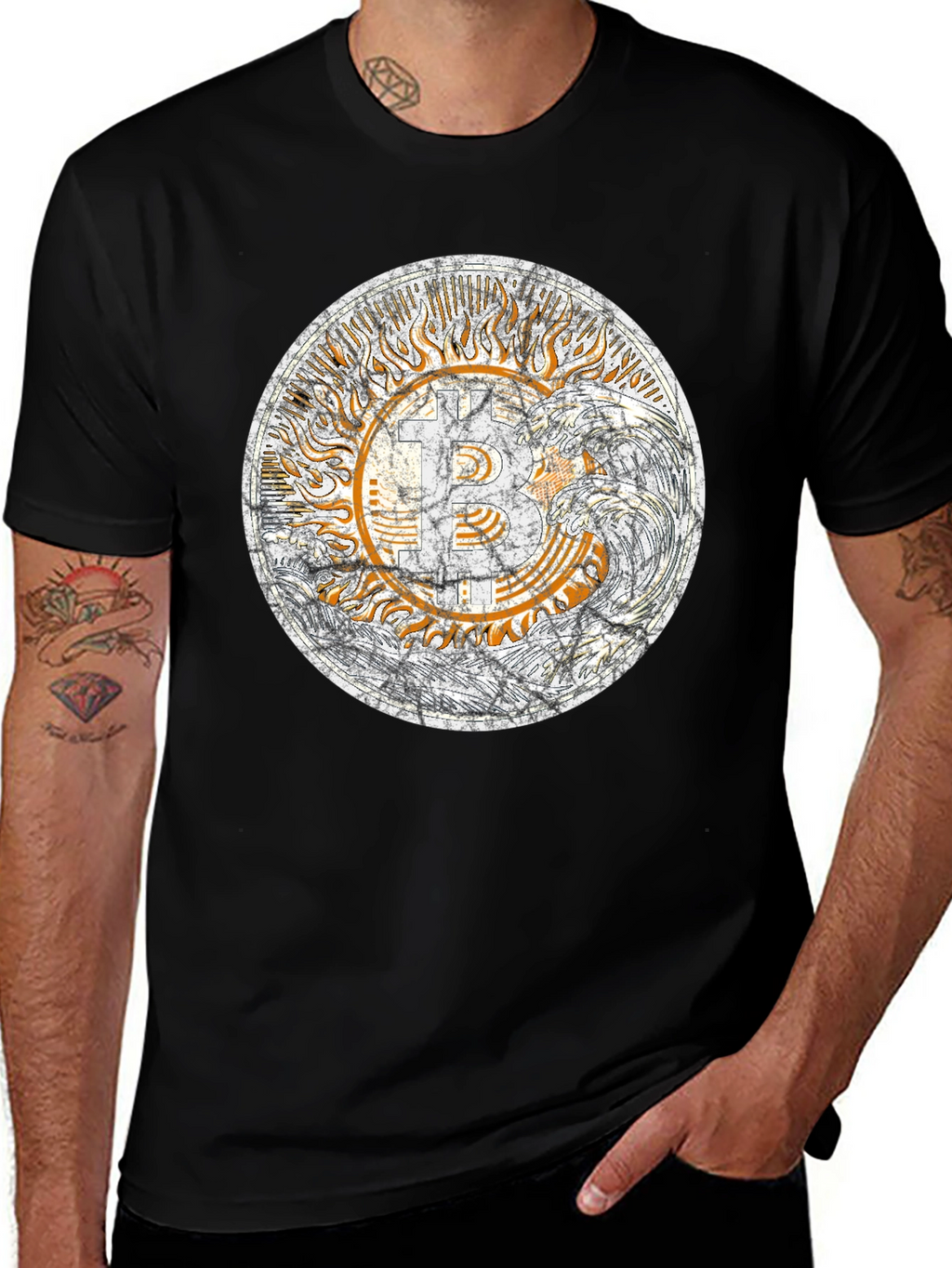 Bitcoin Sun Graphic Tee - Trendy Crypto Shirt